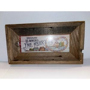 Vintage barn wood framed print “Home is Where The Heart is”